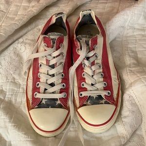 Red white and blue converse with white stars (4th of july)